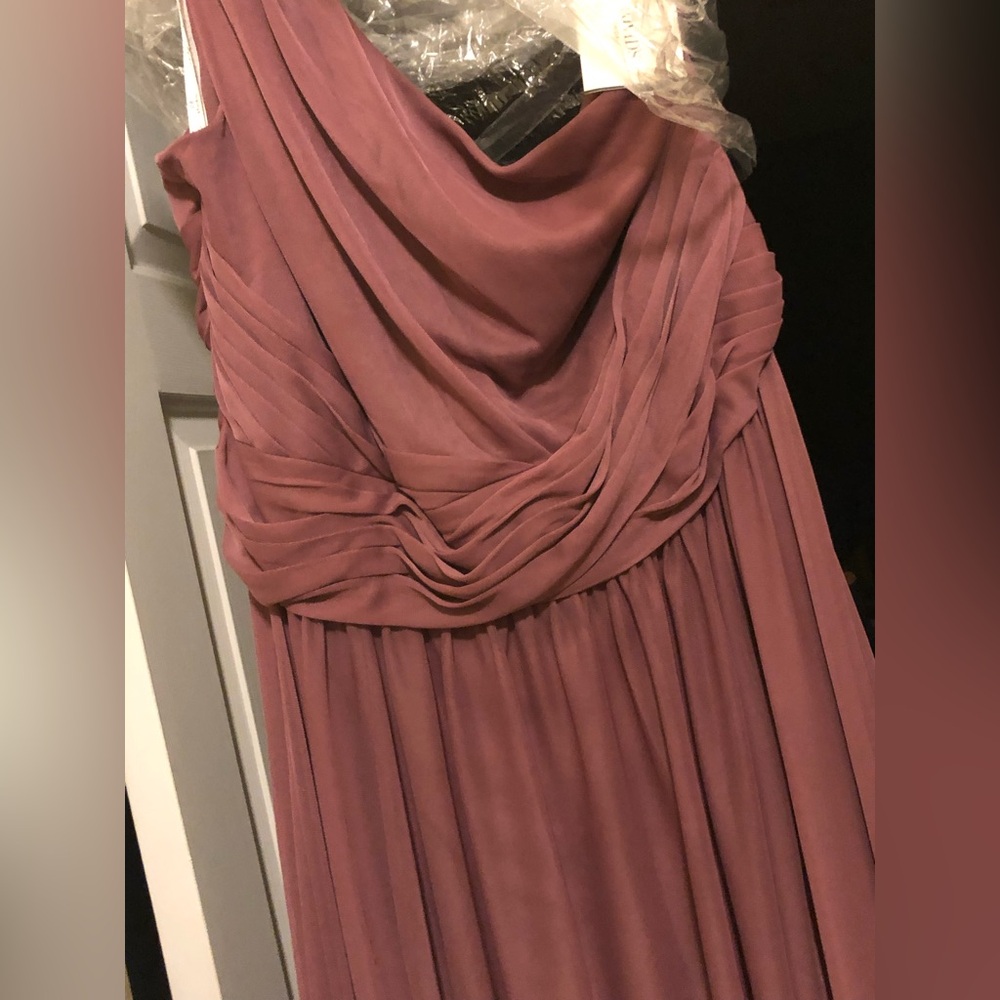 MESH ONE-SHOULDER BRIDESMAID DRESS WITH FULL SKIRT,CHIANTI,18 - Picture 6 of 7